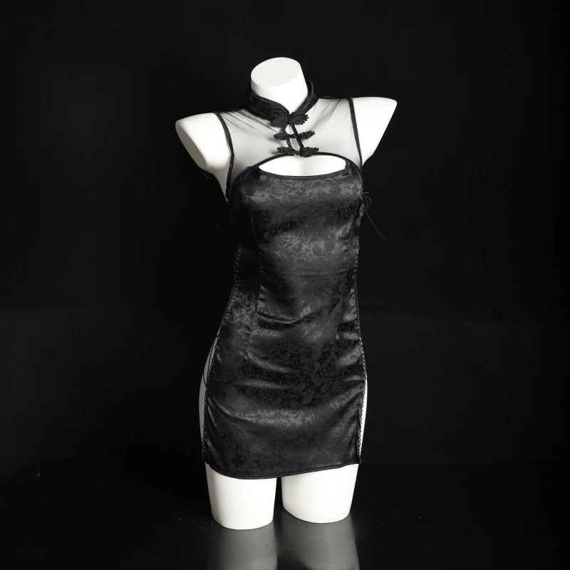 <撕柚>黑夜无眠中国风蕾丝睡裙-8134