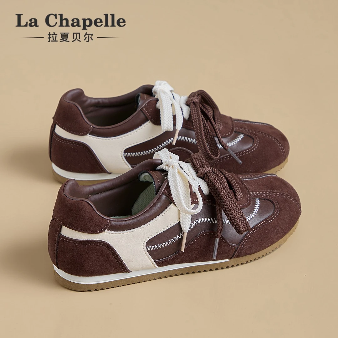 拉夏贝尔时尚德训鞋女秋季新款明星同款复古个性撞色运动休闲鞋子