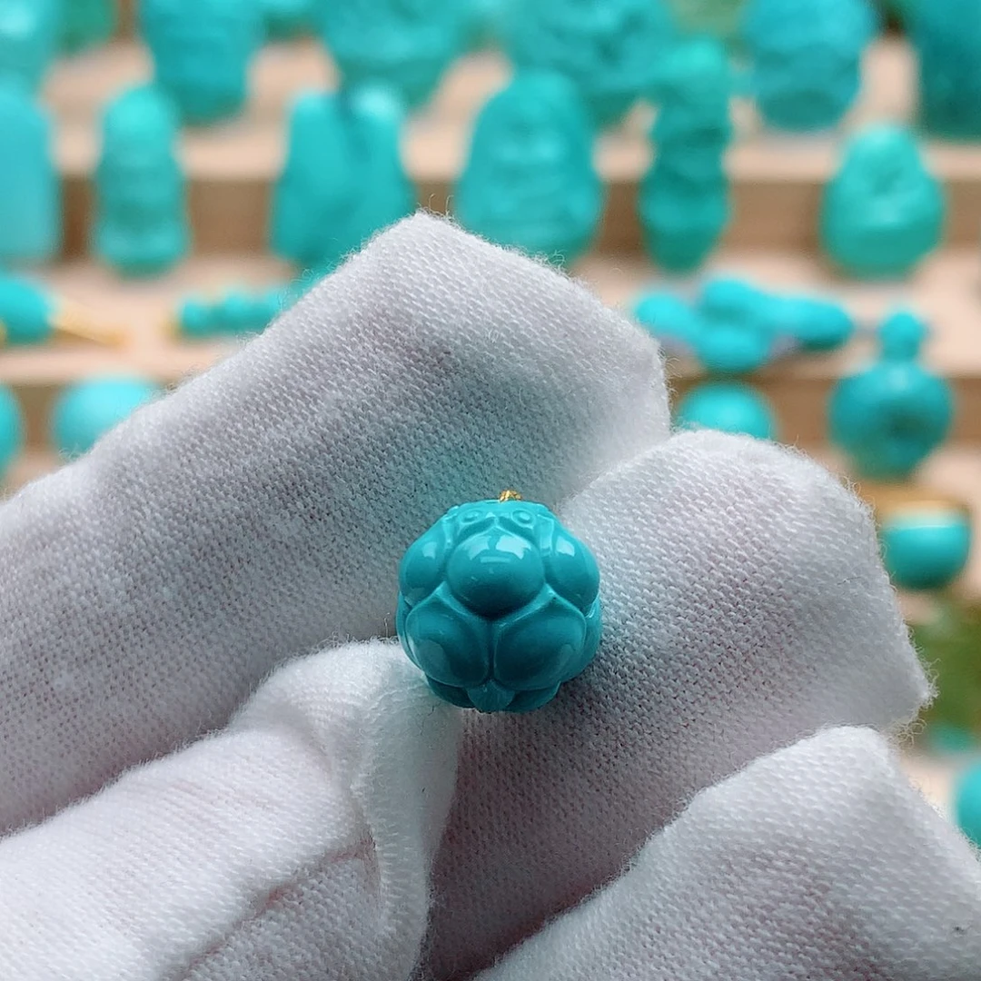 绿松石未镶嵌荷花珠