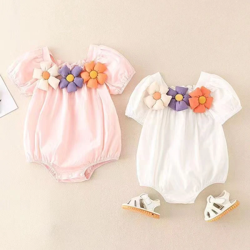 婴儿夏装薄款衣服中国风女宝宝包屁连体衣旗袍满月公主三角夏哈衣