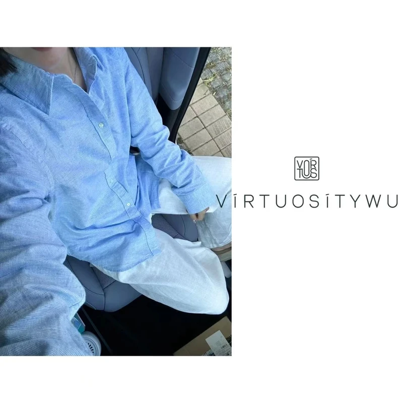 大贤【高奢polo】白成一道光~棉麻衬衫