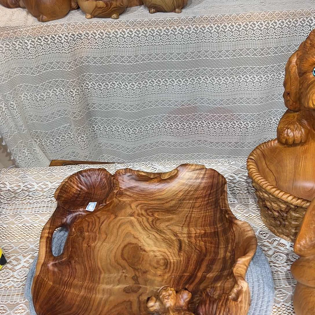 木金鱼果盘链接摆件