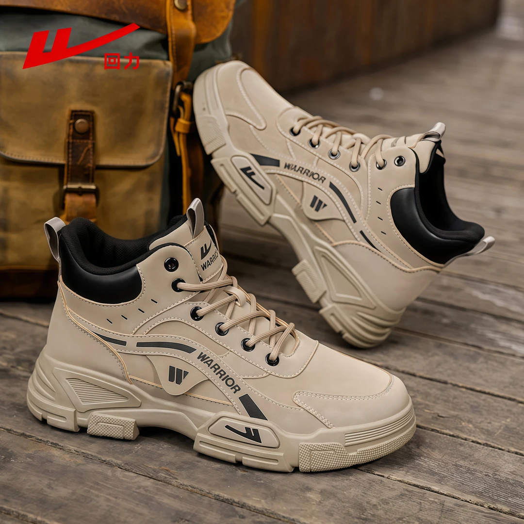 Warrior/回力2025爆款马丁靴男鞋秋夏复古百搭休闲工装靴户外登山