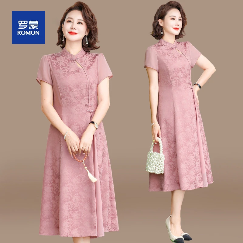 年轻妈妈夏装改良旗袍连衣裙洋气新款中年夏季新中式国风裙子女