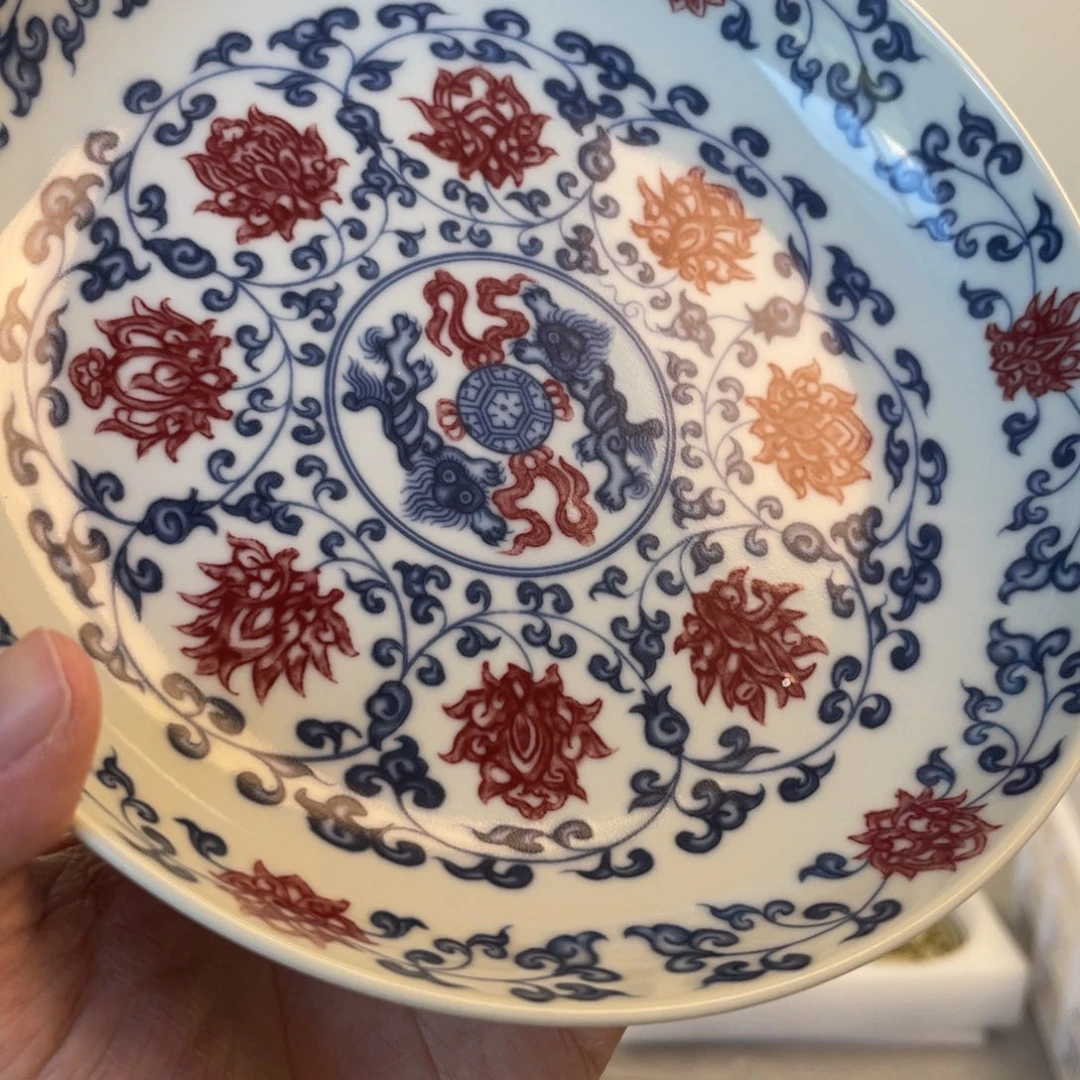 瓷片景德镇釉里红缠枝莲大壶承