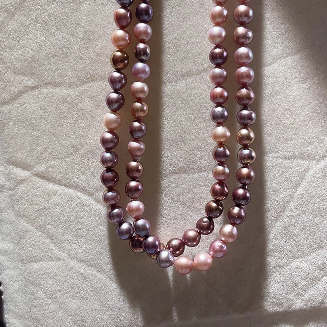 颈饰银S925镶嵌淡水珍珠大气款