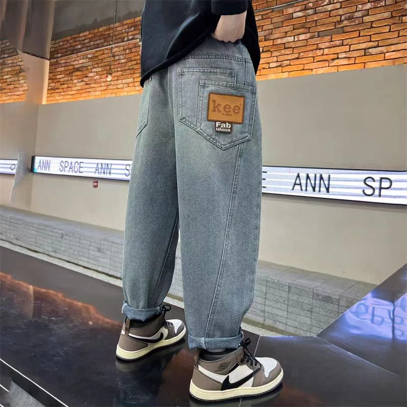 200337 童装男童休闲牛仔裤2025秋季宝宝韩版潮酷洋气宽松牛仔裤