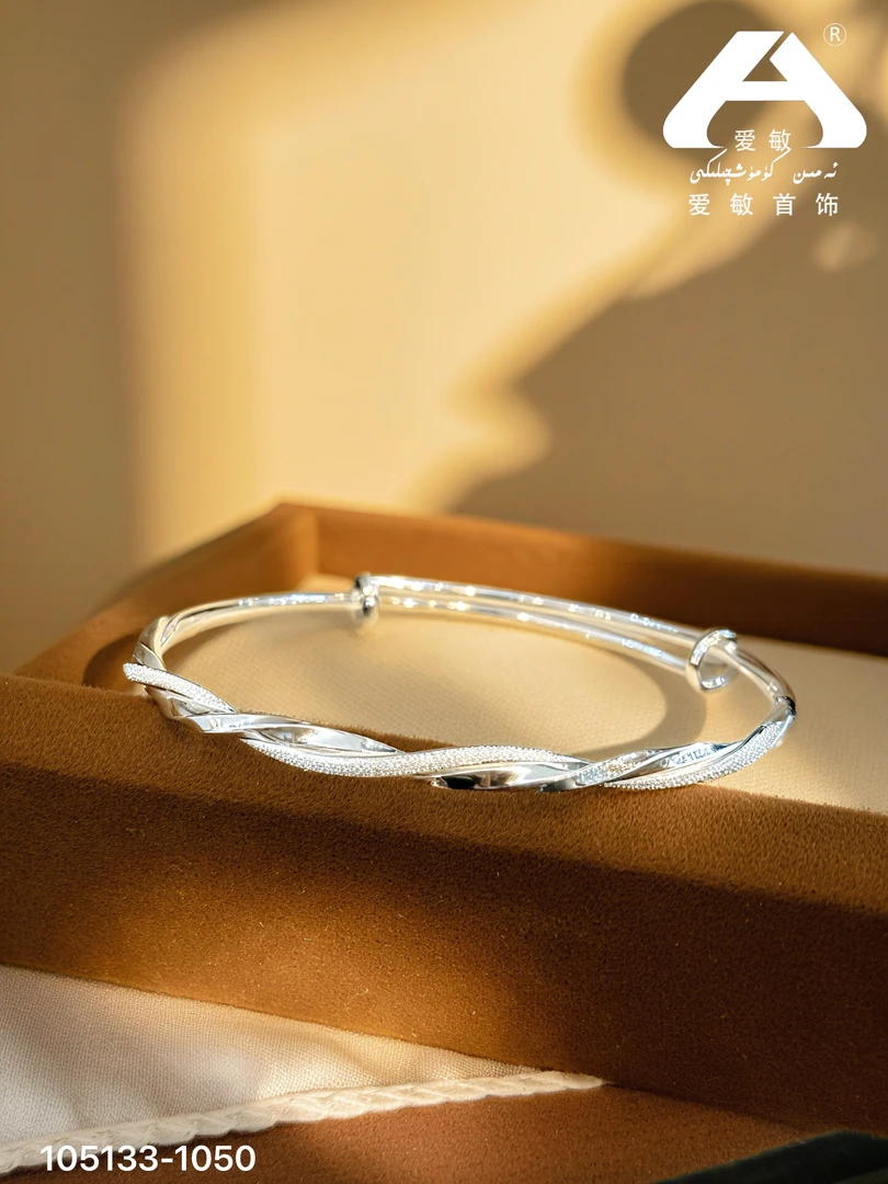 足银仿珍珠手镯 爱民纯银首饰手镯105133