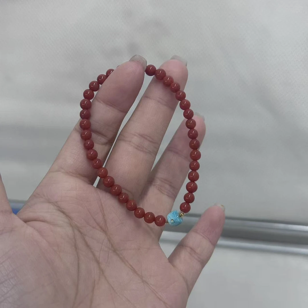 【不二】南红18K金DIY手串4mm（多样性发）