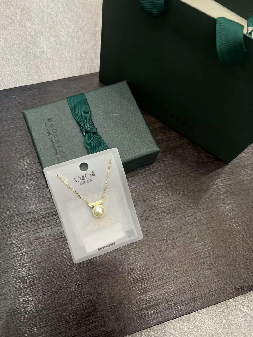 坠链均925银 V家 平衡木珍珠吊坠项链