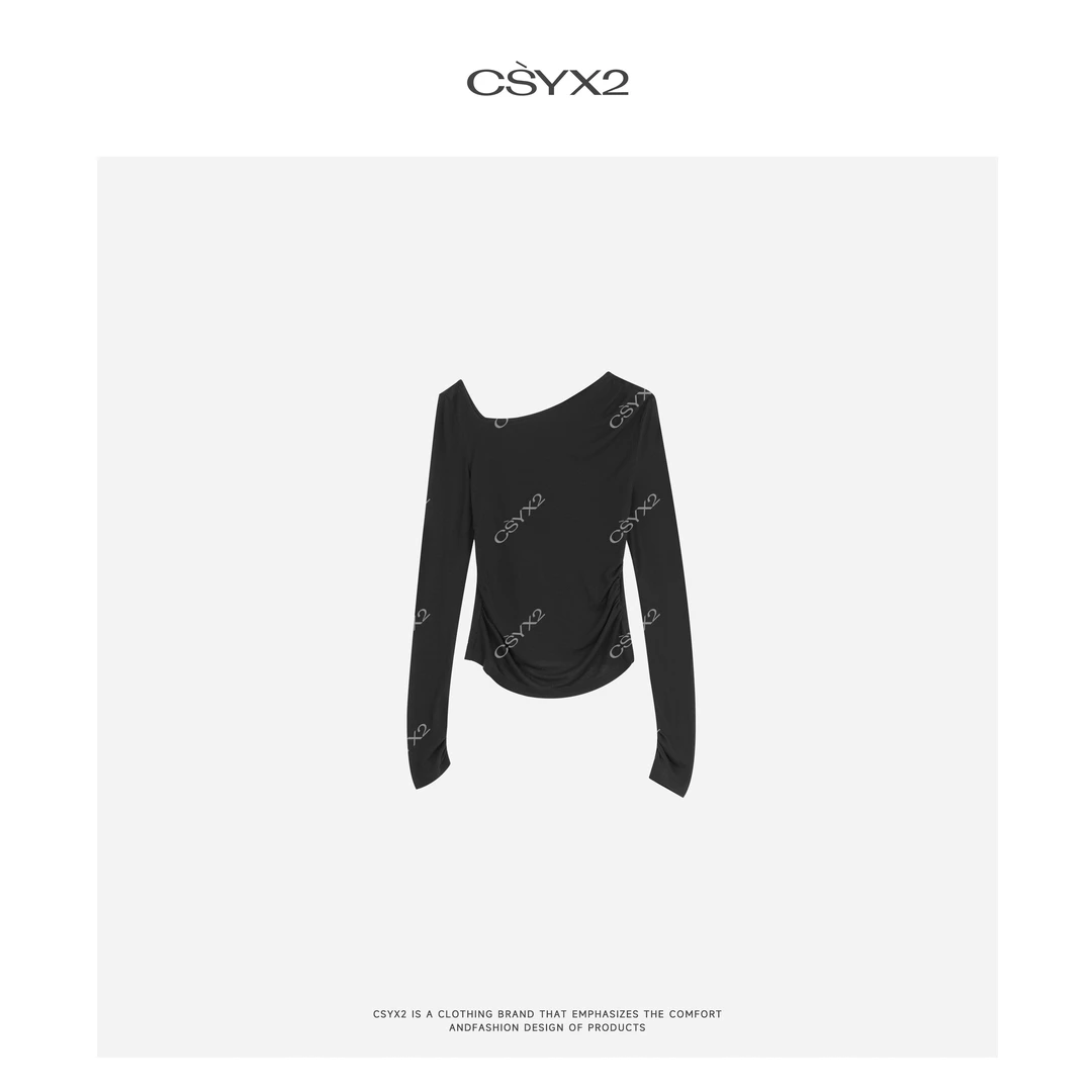 CsyX2-2025S/S 早春新款不规则“港风女孩”长袖打底衫CZ5CX038