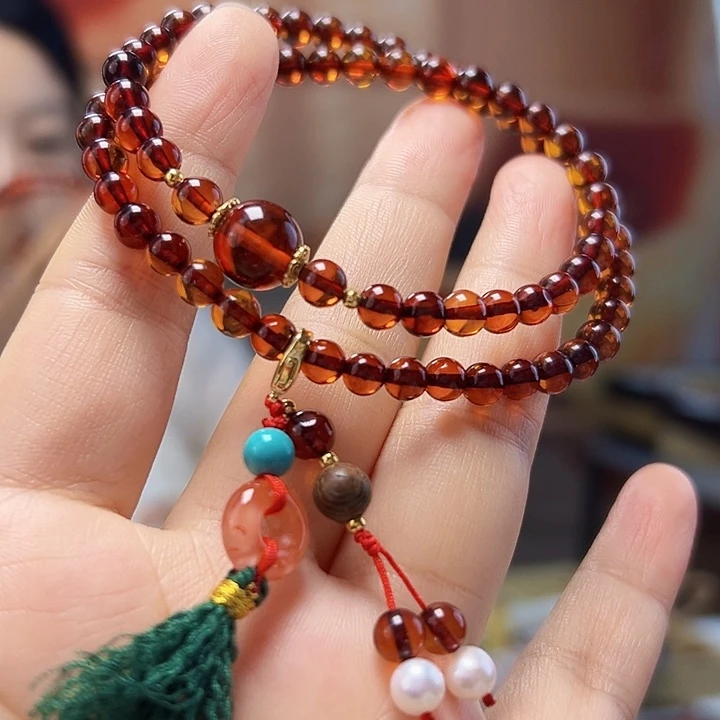 琥珀未镶嵌裸石手串