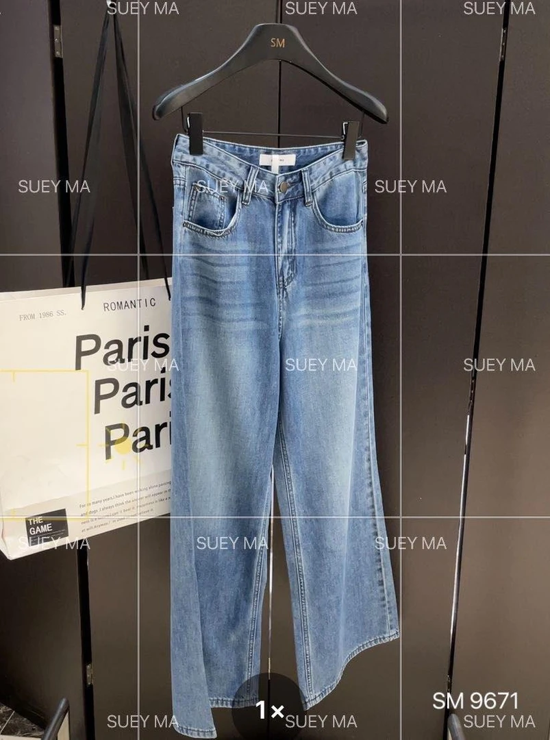 杨杨 SM-港风复古经典百搭牛仔裤9671