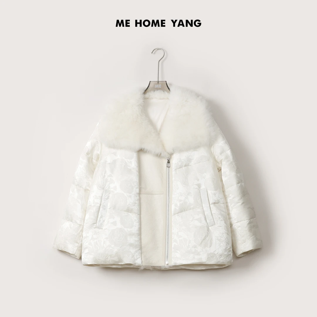 ME【烟雨司藤】白鹅绒27姆米桑蚕丝亚麻棉混纺缎面羽绒服MEQA4473