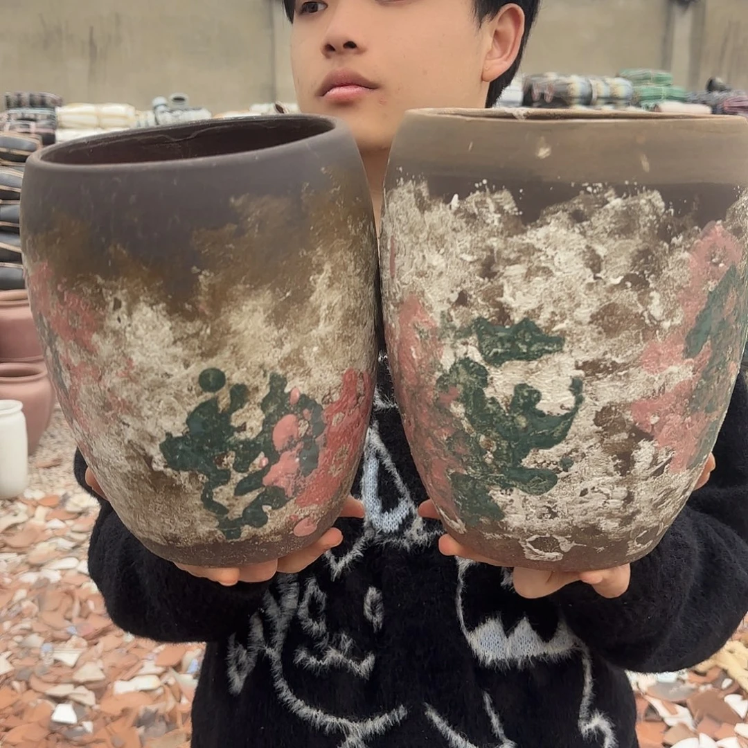 口径16高度23两个油画蛋壳孤品