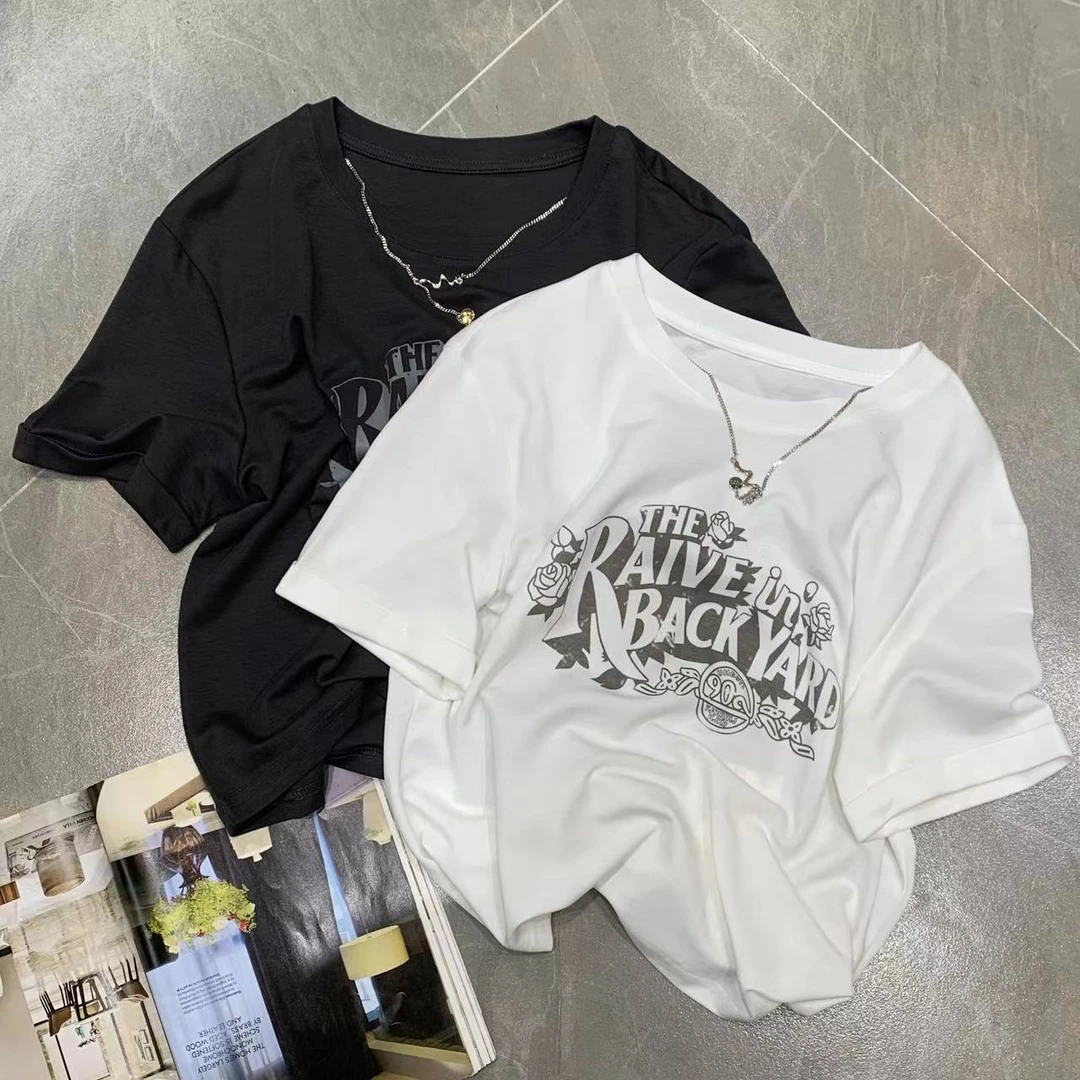 Z.X 金属链条装饰涂鸦印花短袖T恤 68279（C4）