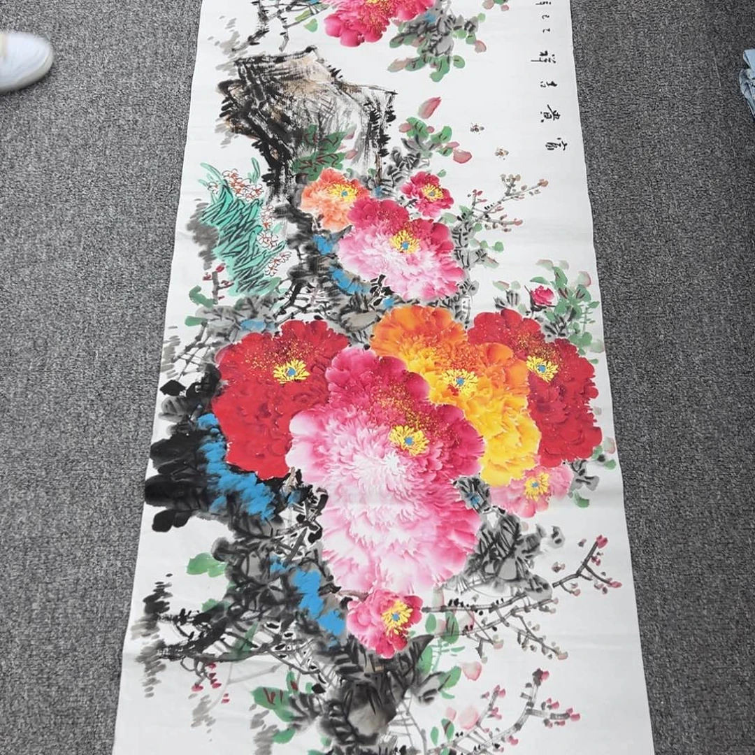 国画卖字画的小男孩