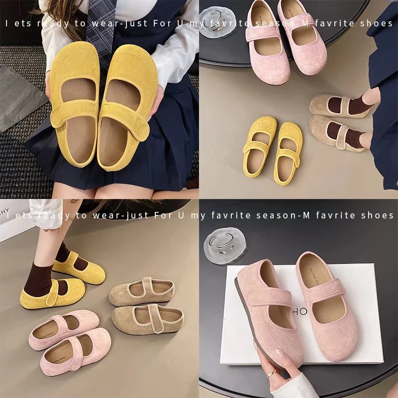 法式复古~软底玛丽珍勃肯鞋女新款圆头魔术贴百搭单鞋