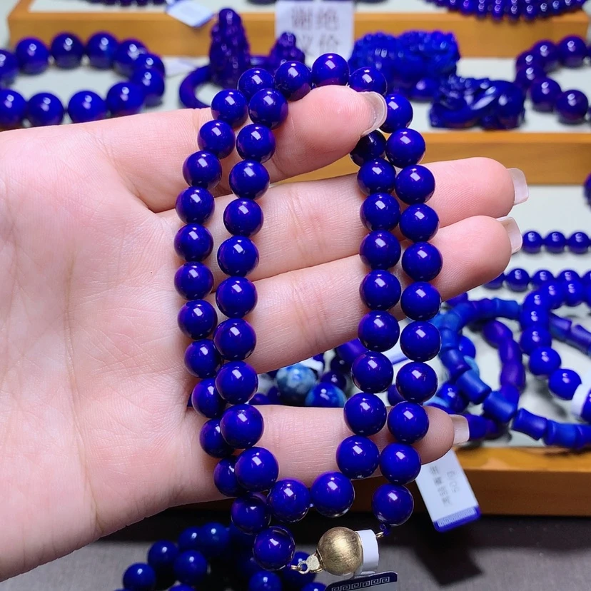 【闪购商品】青金石项链18K金镶嵌8m