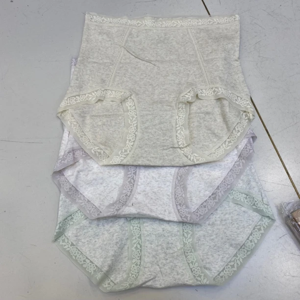 88034棉底裆彩纱棉提花法式蕾丝花边舒适高腰女内裤
