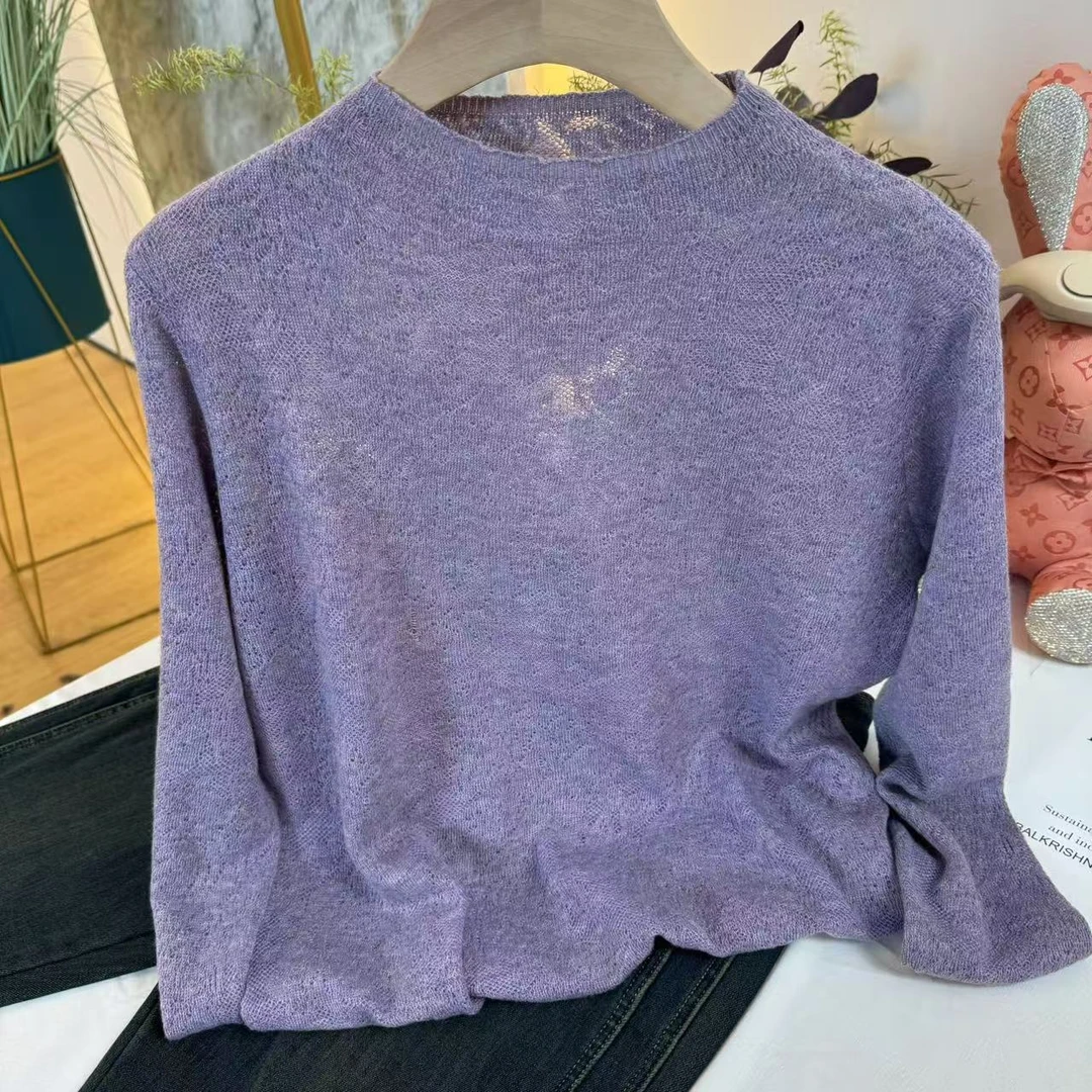 【思思精选】秋冬季新款洋气一字领镂空提花百搭打底针织衫S152#