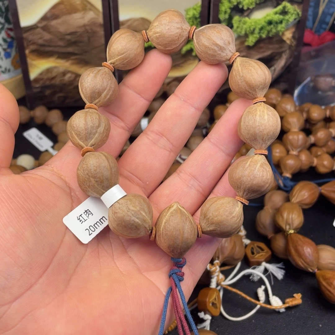 毛***虾橄榄核手串红肉20mm