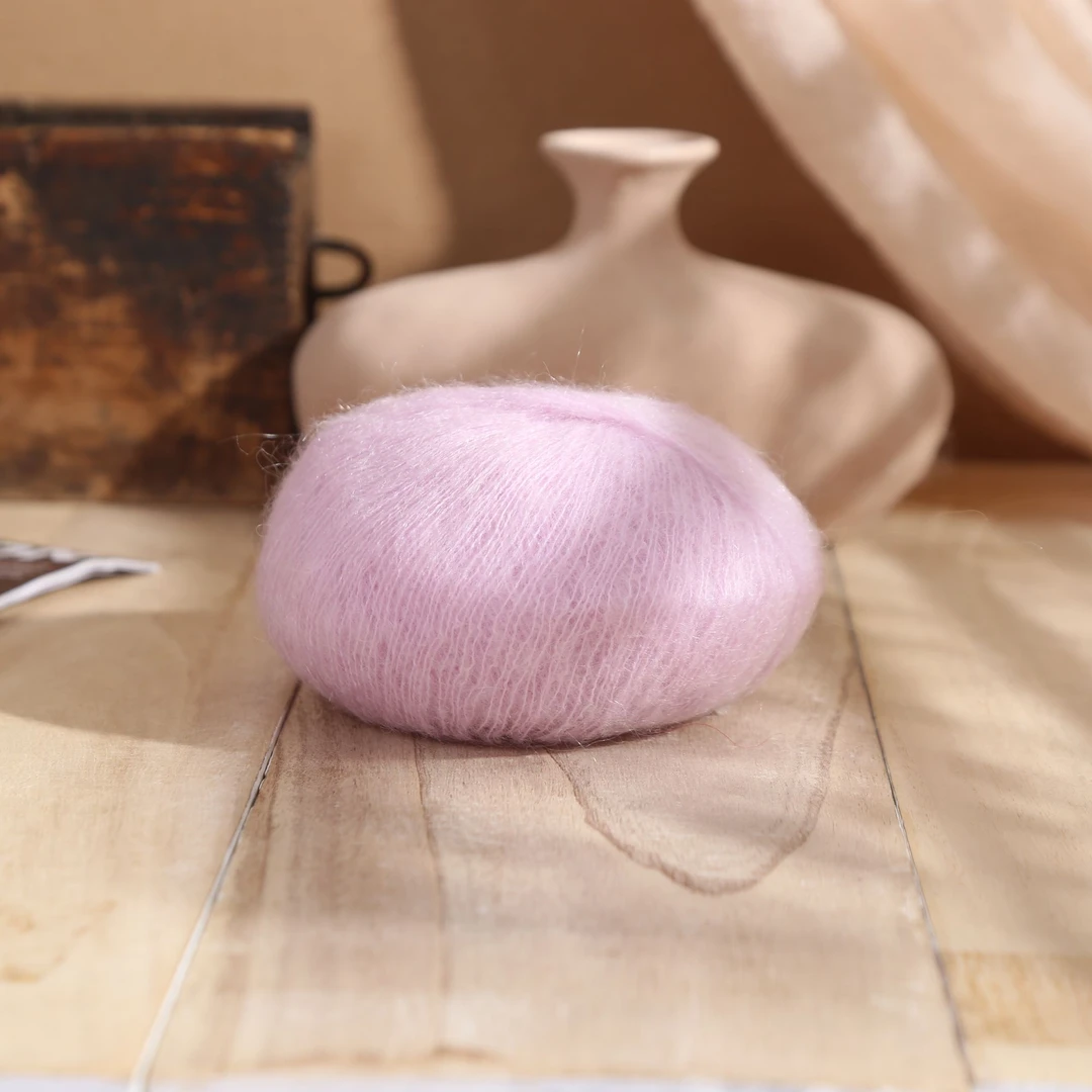 幼马海毛与桑蚕丝混纺手工编织柔软亲肤毛线（20克/团）