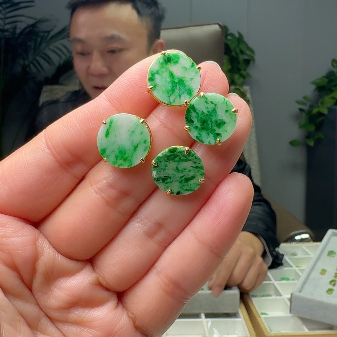 翡翠银S925镶嵌耳饰多样性发货其一