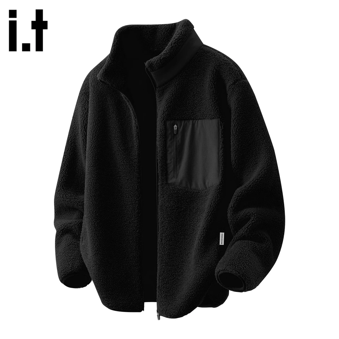 it FINGERCROXX美式摇粒绒外套男秋冬季加厚棉衣男士保暖立领夹克