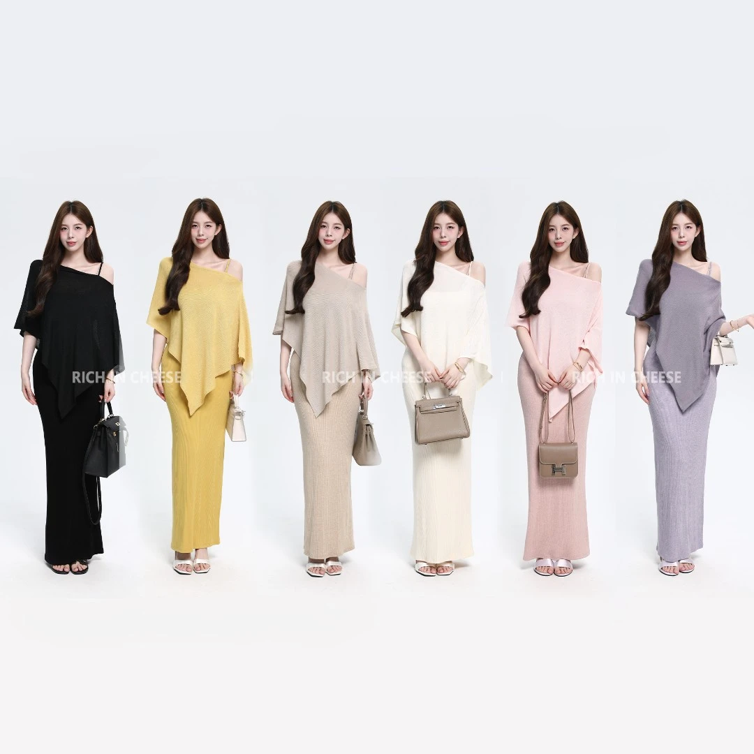 RICHINCHEESE 清冷千金 套头披肩气质百搭针织吊带裙显瘦时尚无袖