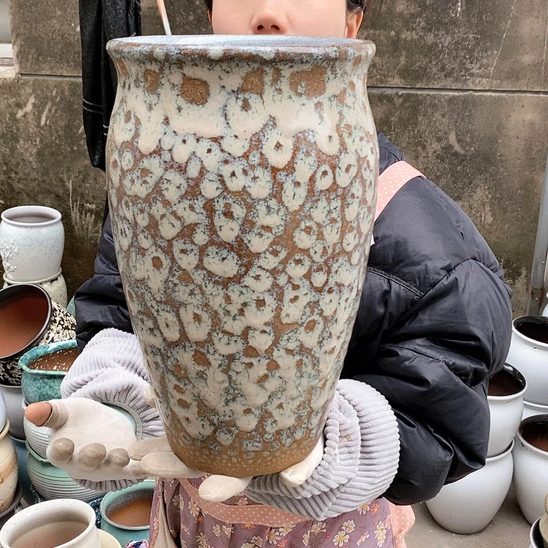 紫砂花盆瑕疵口18高33