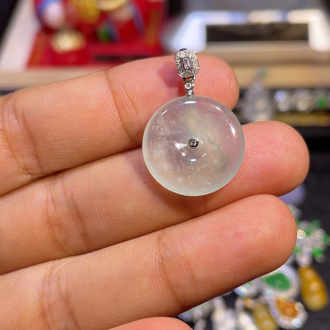 翡翠18K金镶嵌吊坠(不含链)