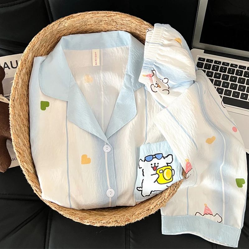 甜美云朵绵睡衣女款春秋季长袖两件套装卡通少女可爱可外穿家居服