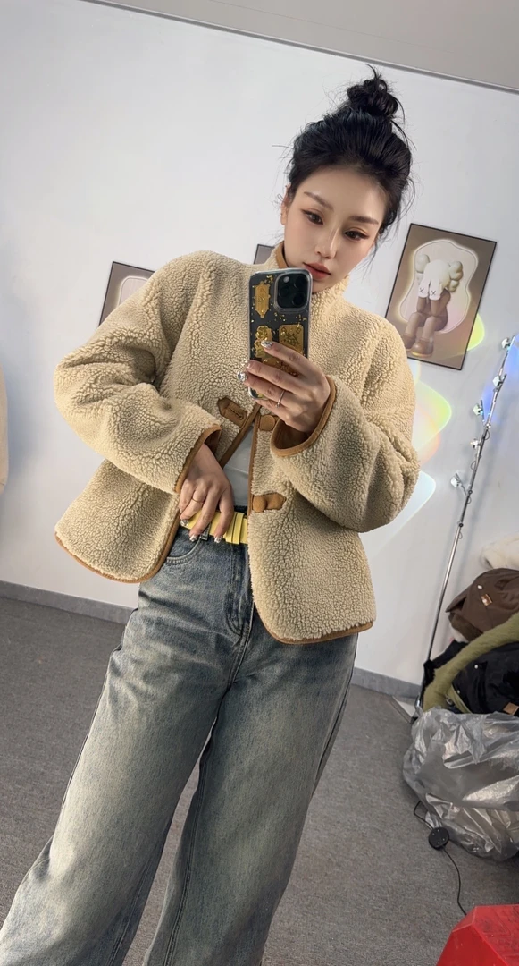 2024年冬季休闲时尚双面时尚气质仿真毛毛百搭外套