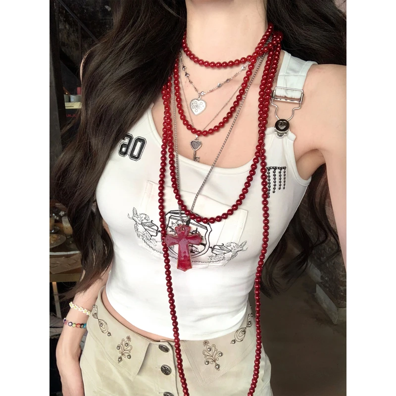 八盖pinky piggy  Last idol 复古刺绣吊带上衣