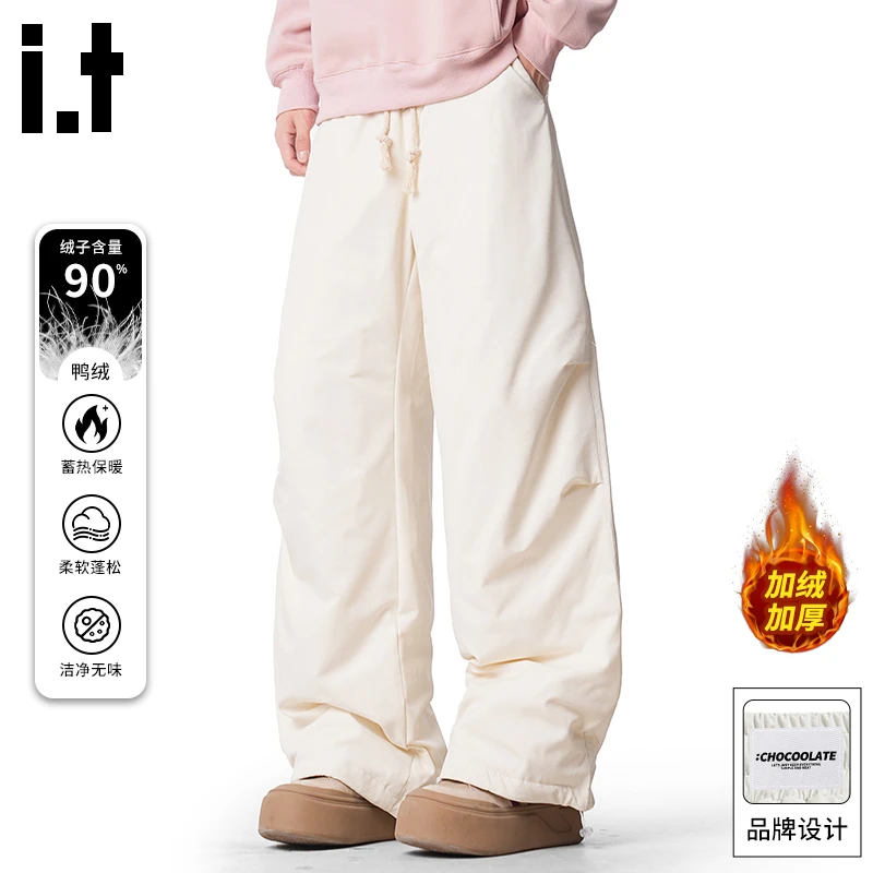 it:CHOCOOLATE冬季柔软舒适男士2025新款防寒保暖加厚直筒休闲裤