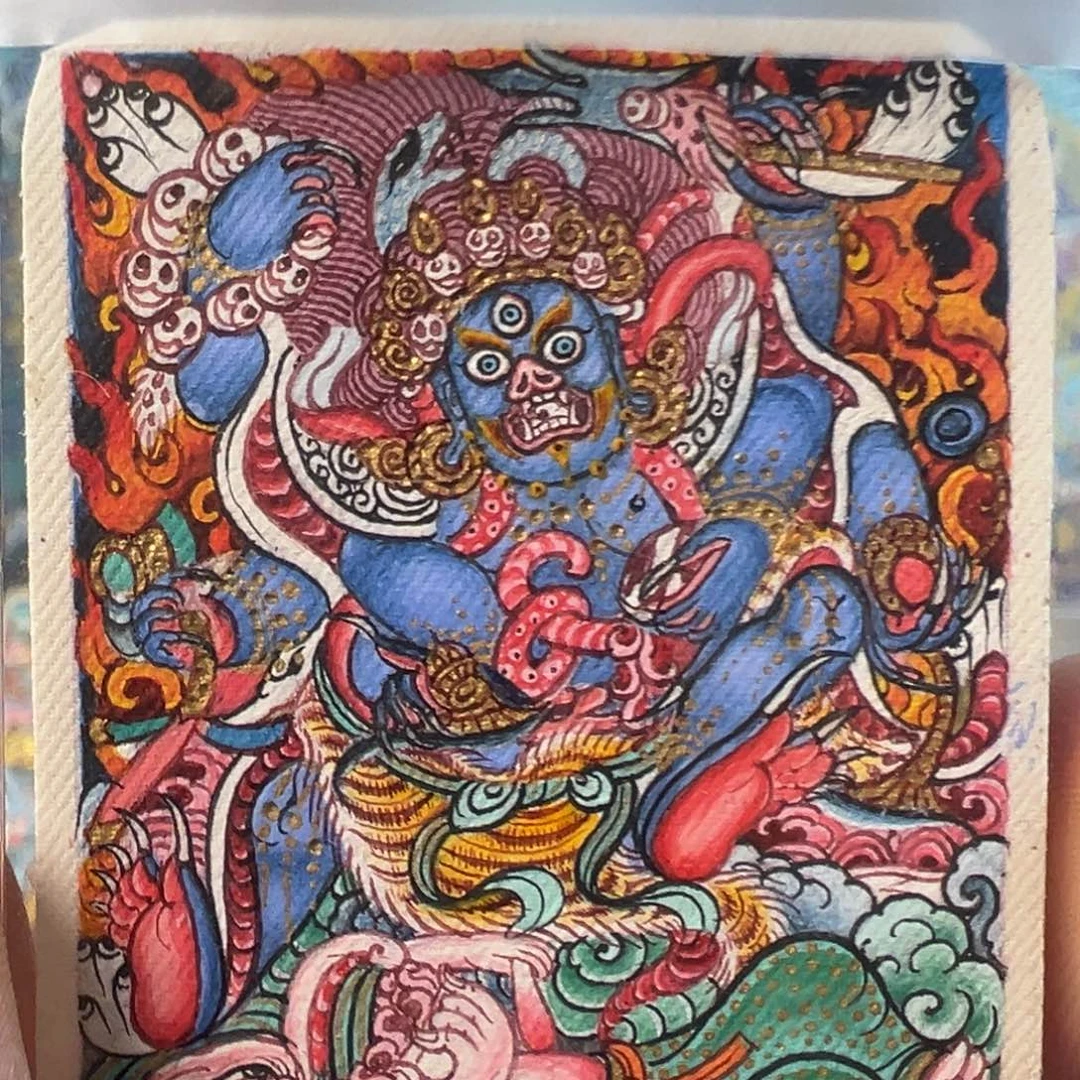 吊坠纯手绘唐卡大黑天