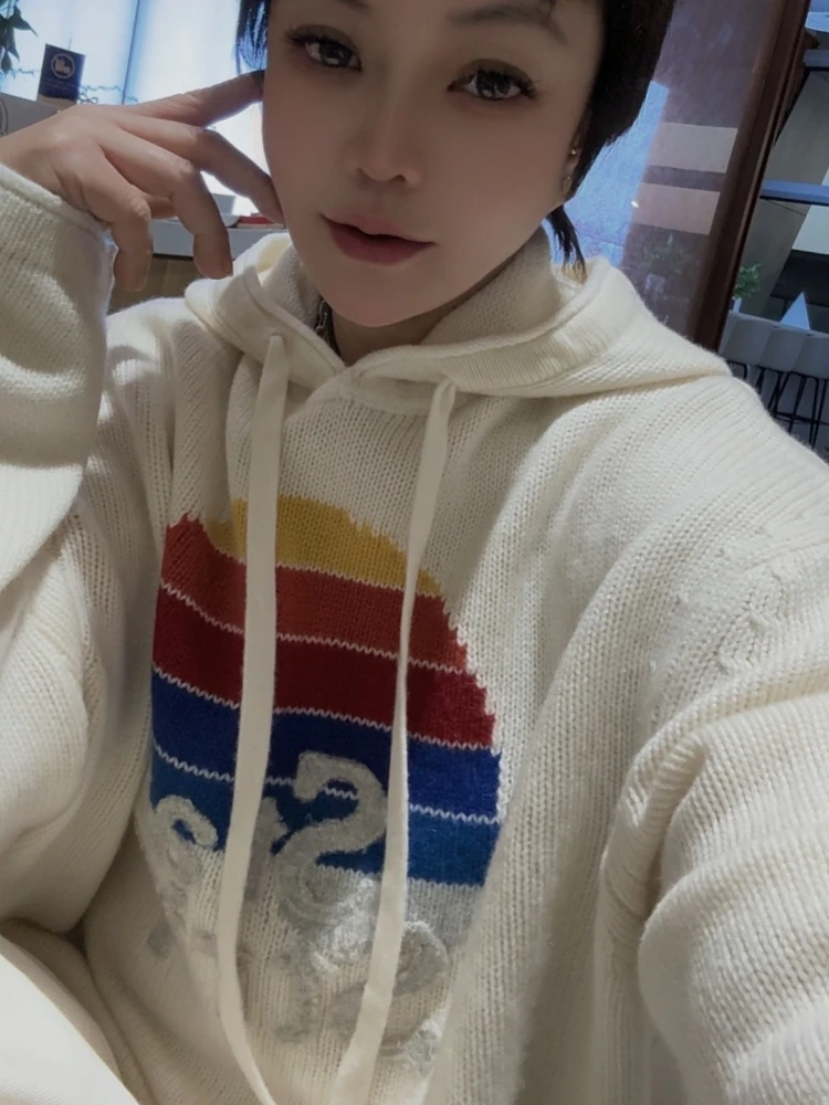 【济州岛】字母钩花 连帽山羊绒毛衣