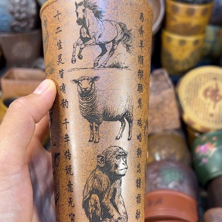 紫砂茶杯宜兴紫杯子