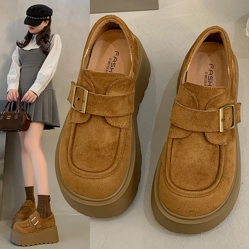 厚底全包勃肯鞋女2025春季新款复古小个子增高博肯单鞋百搭乐福鞋