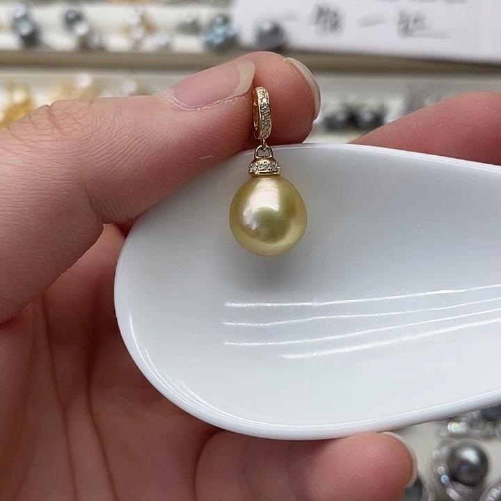 银S925镶嵌海水珍珠吊坠(不含链)