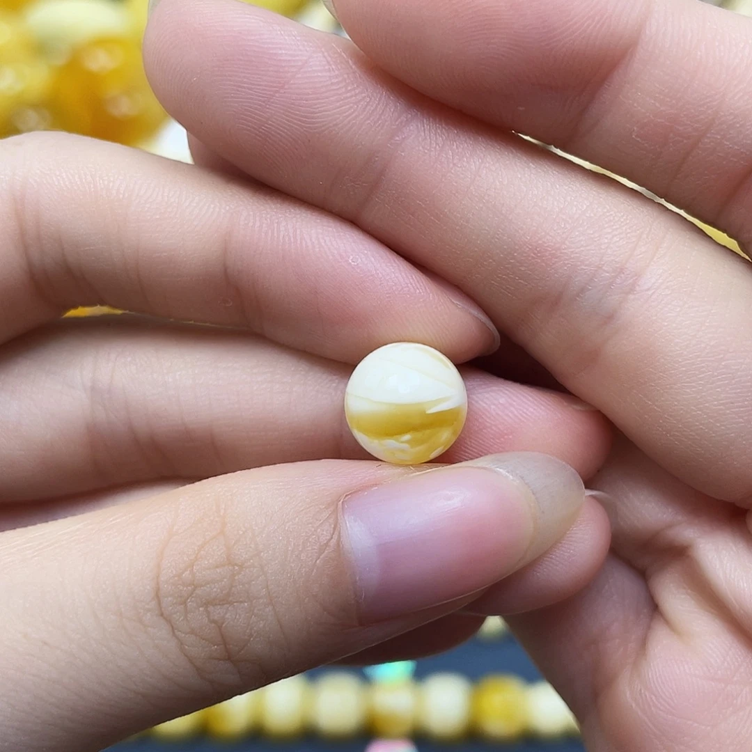 裸石蜜蜡未镶嵌圆珠10.3mm矿灰