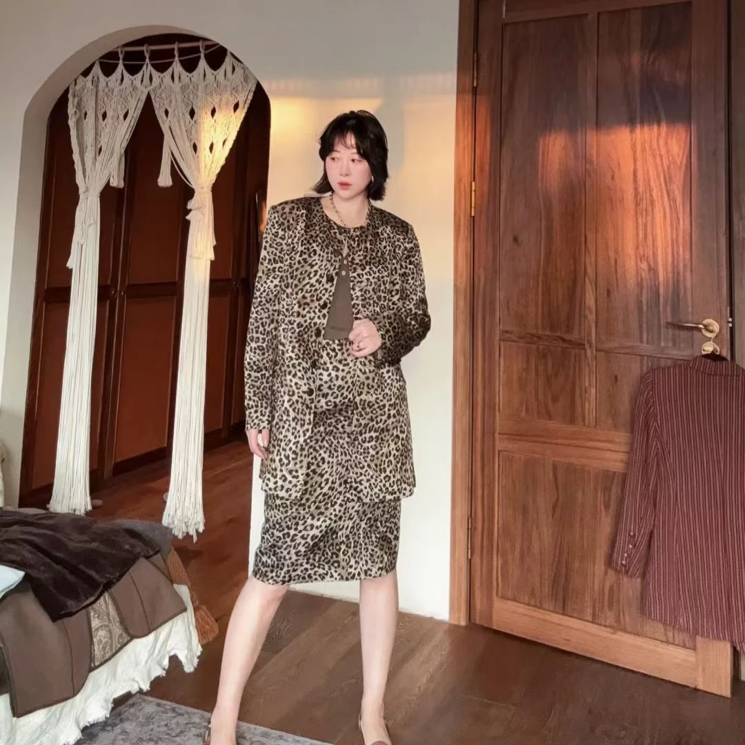 花娃/豹纹半身裙套装