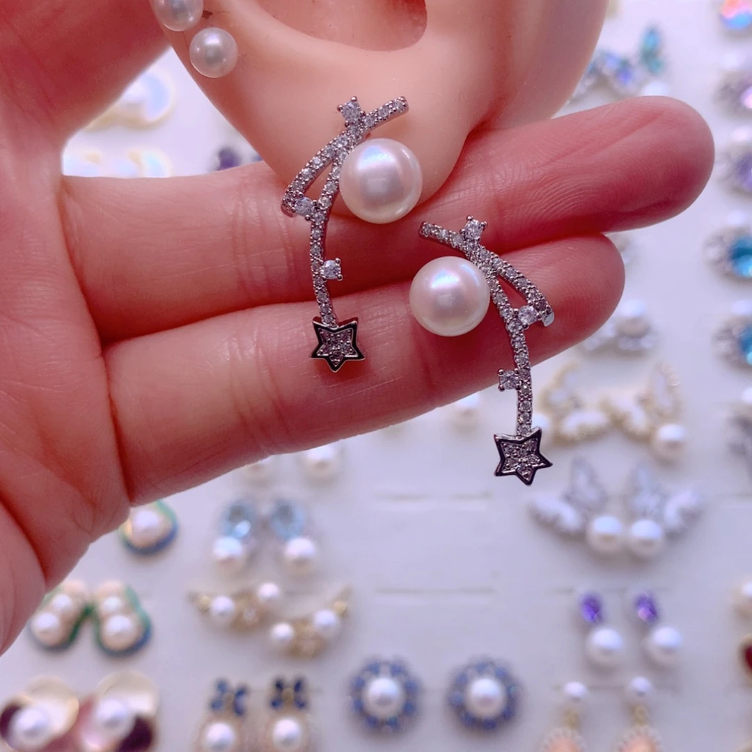 合金淡水珍珠耳饰