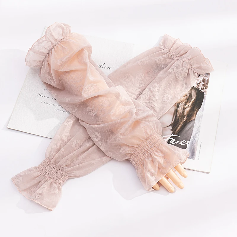 品牌冰蕾丝防晒灯笼袖长款遮阳爆款夏天女透气臂袖新款袖套