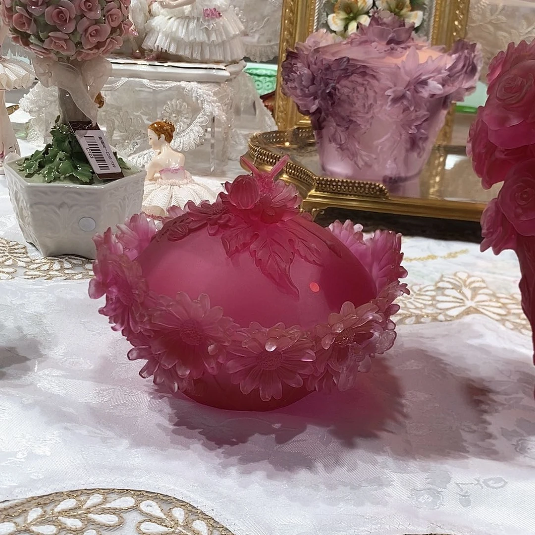 摆件QAA250脱蜡水晶小雏菊盘子