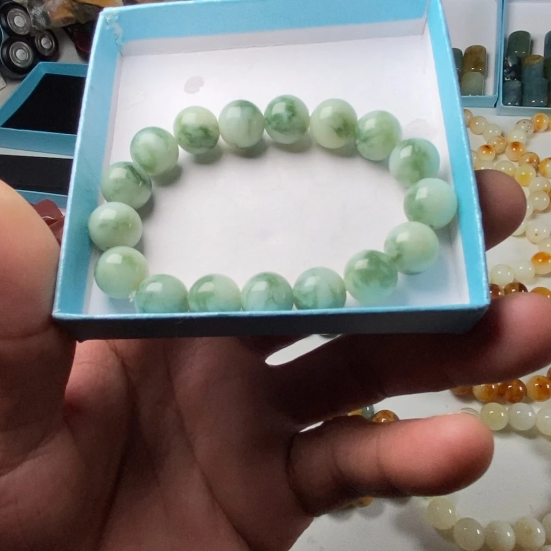 蛇纹石玉未镶嵌手链岫玉翠花卡12无科技