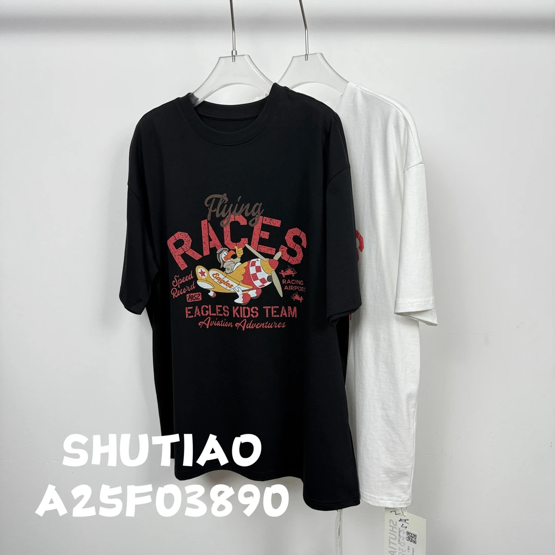 【SHUTIAO】2025夏季：新款小众设计款T恤A25F03890
