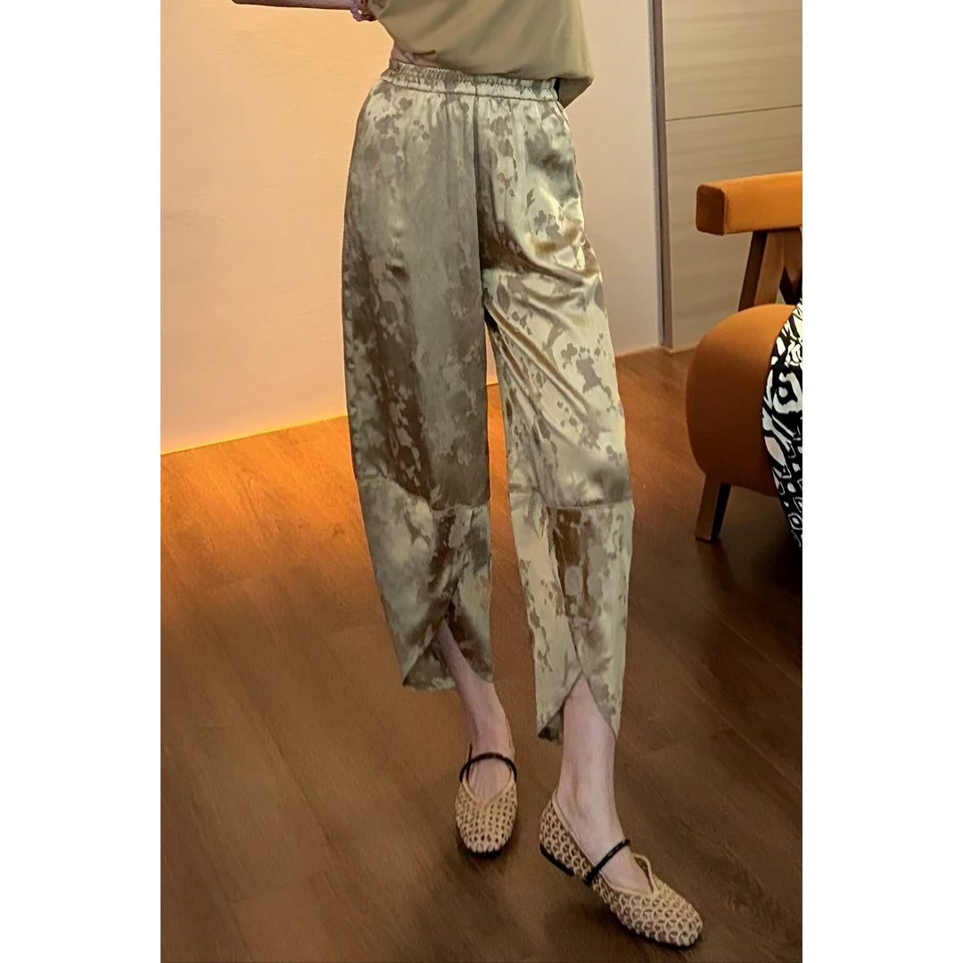 紫紫 金灯笼裤 芸墨提花哈伦裤新中式休闲阔腿弯刀裤 ZD04KZYL372