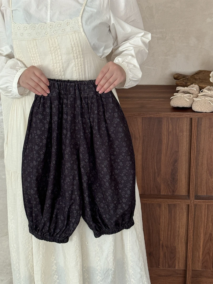 2025秋季新品韩版女童碎花灯笼裤洋气宝宝潮复古韩版森系网红369